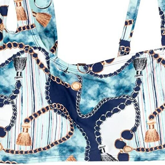 Lysa Women's Blue & White Cute and Stylish One-piece Bathing Suit Size 1X 18-20 - Picture 7 of 9